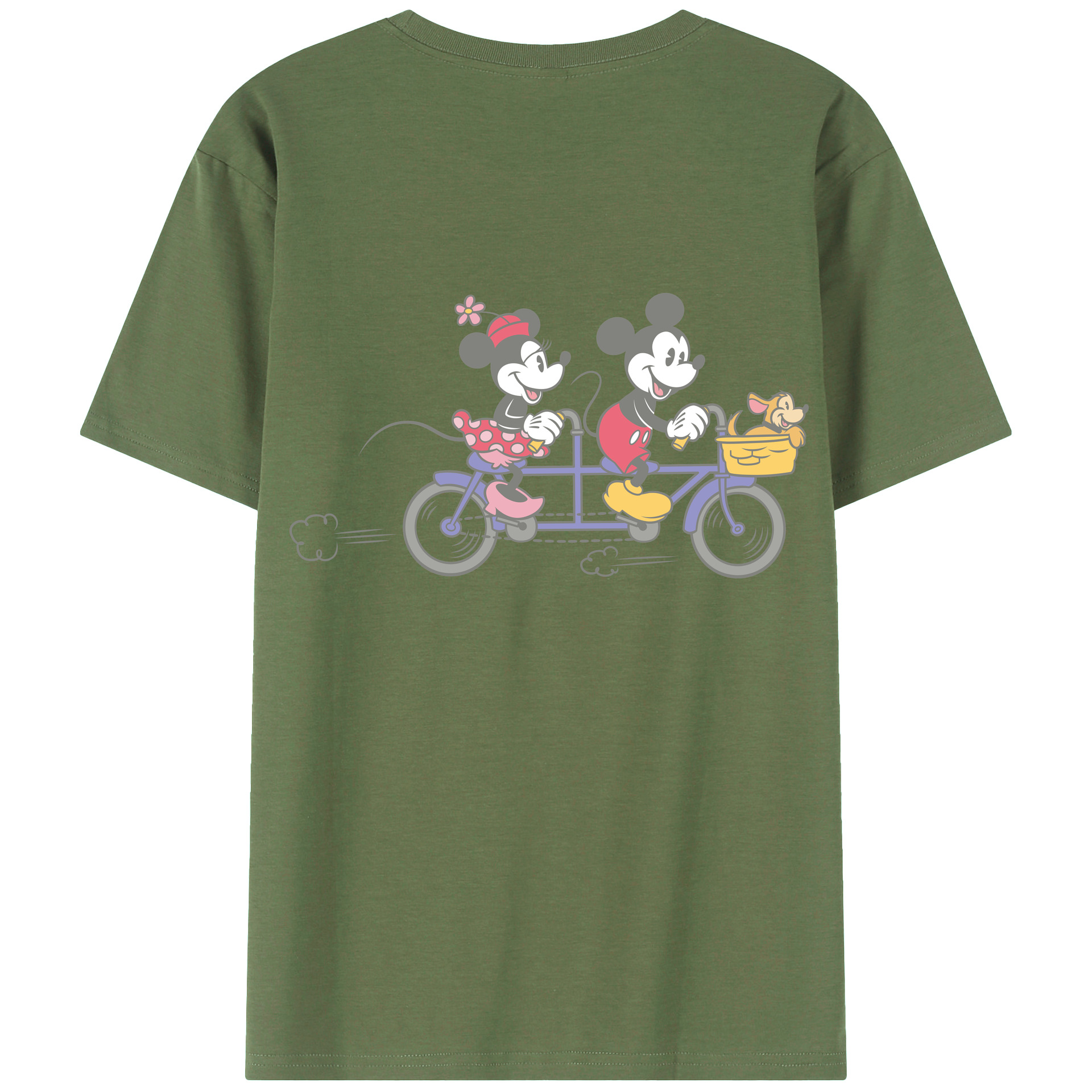 （画像用） ミッキーマウス Mickey Mouse 綿100％ メンズ半袖Tシャツ（バックプリント） 通気性